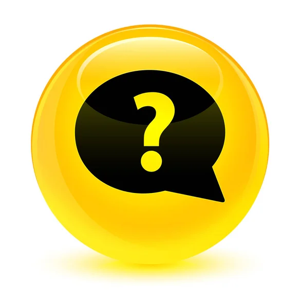 Frågetecken bubbla ikonen glasaktig gul rund knapp — Stockfoto