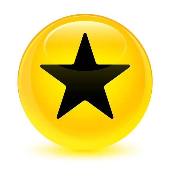 Ícone estrela botão redondo amarelo vítreo — Fotografia de Stock