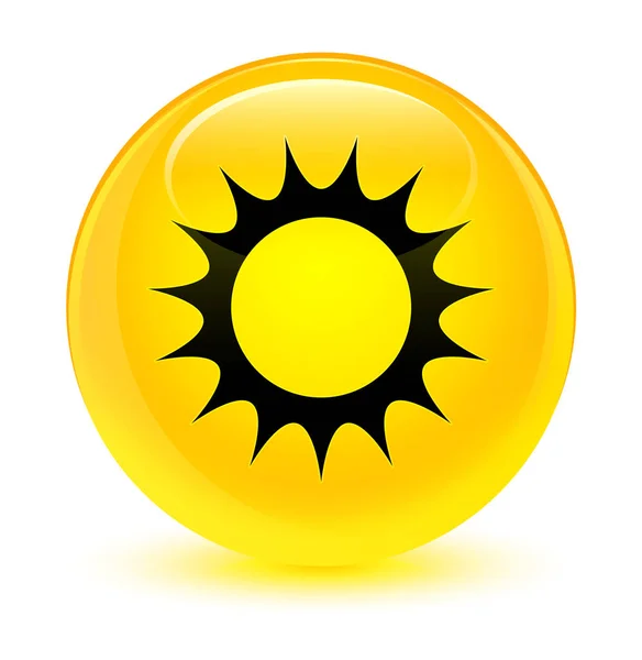 Sun icon glassy yellow round button — Stock Photo, Image