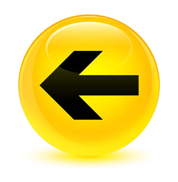 Πίσω βέλος εικονίδιο υαλώδη κίτρινο στρογγυλό κουμπί — Φωτογραφία Αρχείου