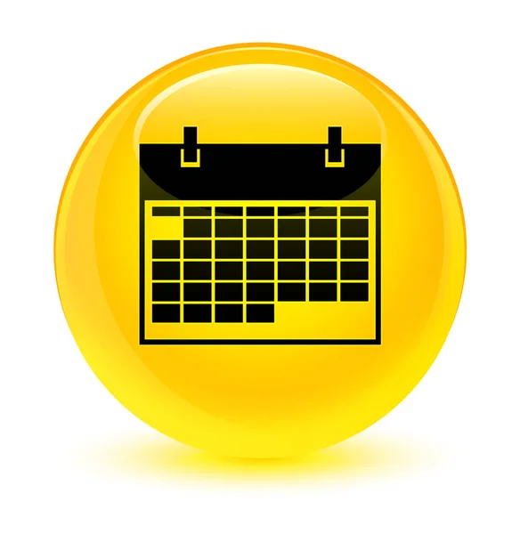 Icona del calendario giallo vetro pulsante rotondo — Foto Stock