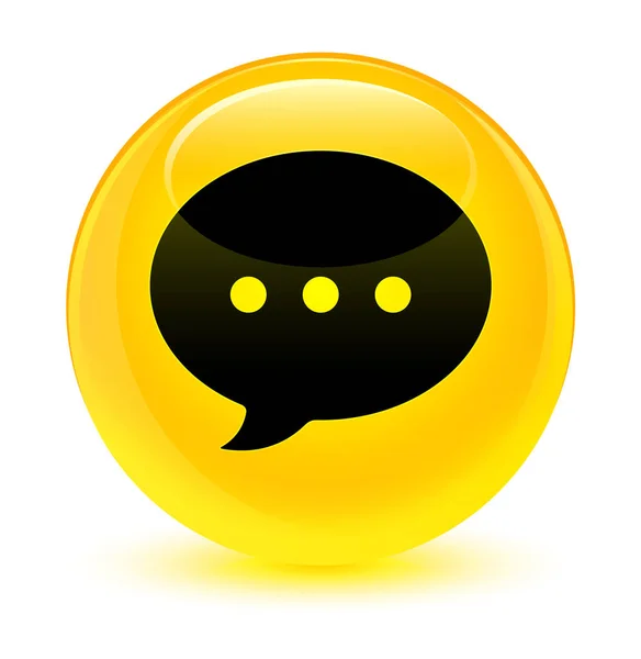 Conversation icon glassy yellow round button — Stock Photo, Image