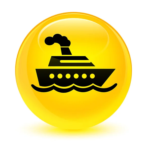 Cruise schip glazig gele ronde knoop van het pictogram — Stockfoto