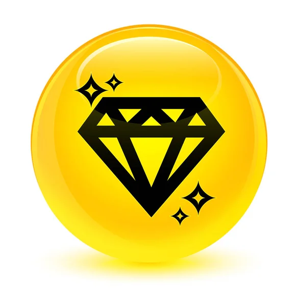 Gyémánt ikon üveges sárga kerek gomb — Stock Fotó