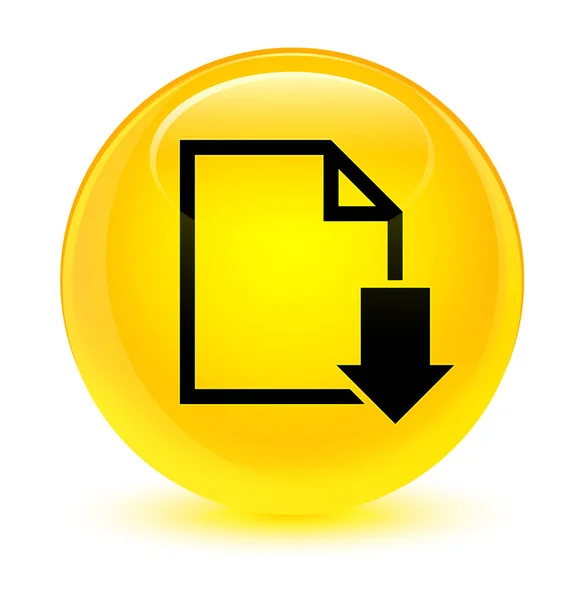 Ladda ner dokument ikon glasaktig gul rund knapp — Stockfoto