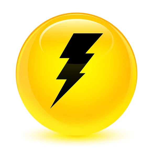 Ícone de eletricidade botão redondo amarelo vítreo — Fotografia de Stock