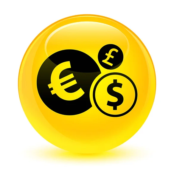 Finances icône verre jaune bouton rond — Photo