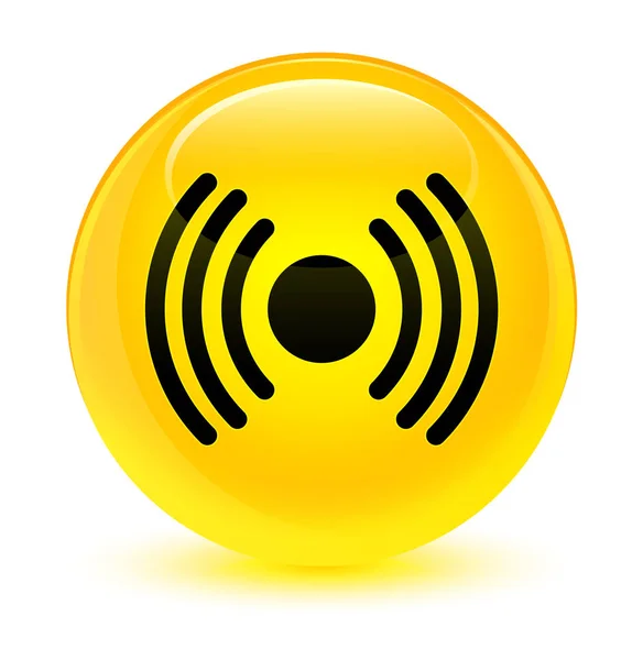 Network signal icon glassy yellow round button — Stock Photo, Image