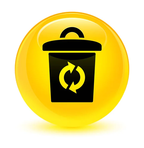 Trash icon glassy yellow round button — Stock Photo, Image