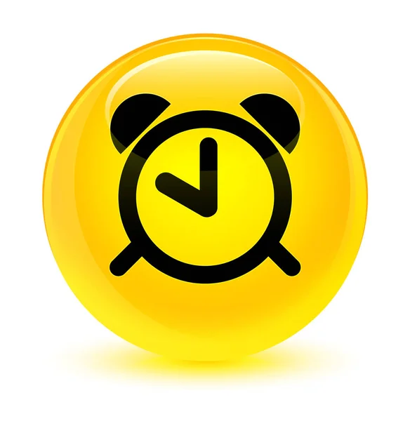 알람 시계 아이콘 유리 노란색 라운드 버튼 — 스톡 사진