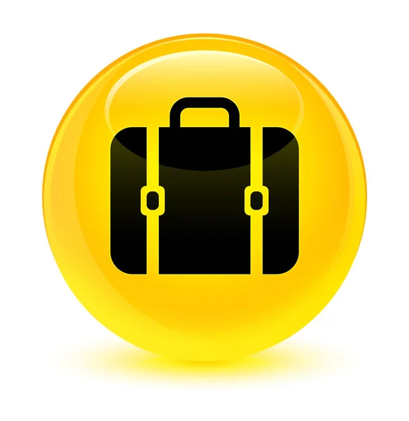 Borsa icona giallo vetro pulsante rotondo — Foto Stock
