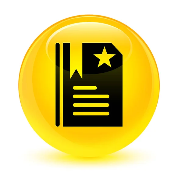 Segnalibro icona giallo vetro pulsante rotondo — Foto Stock