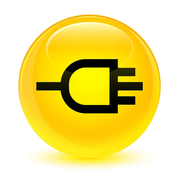 Anslut ikonen glasaktig gul rund knapp — Stockfoto