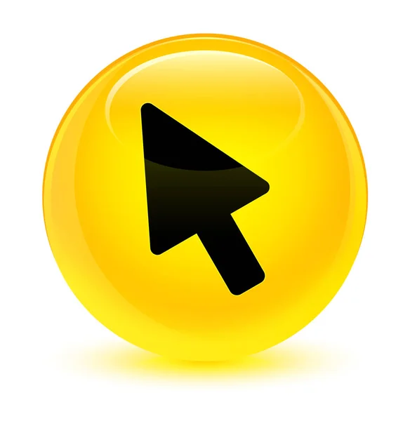Cursor icon glassy yellow round button — Stock Photo, Image