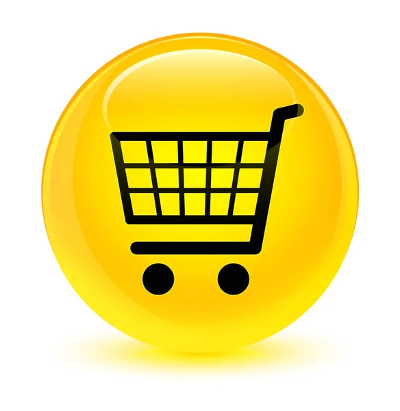 ECommerce icon glasaktig gul rund knapp — Stockfoto