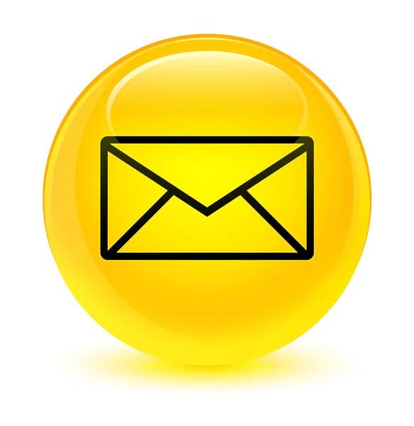 Ícone de e-mail amarelo vítreo botão redondo — Fotografia de Stock