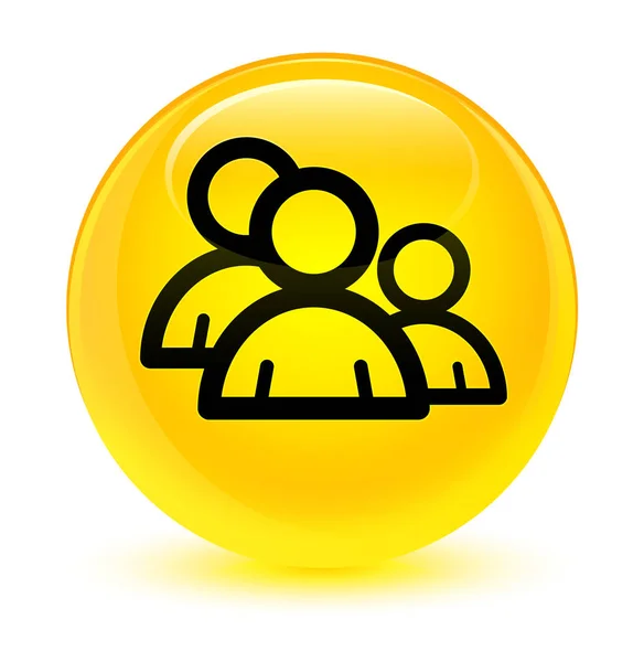 그룹 아이콘 유리 노란색 라운드 버튼 — 스톡 사진