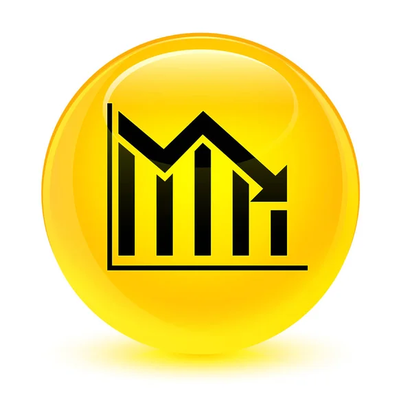 Estadísticas abajo icono vidrio amarillo botón redondo — Foto de Stock