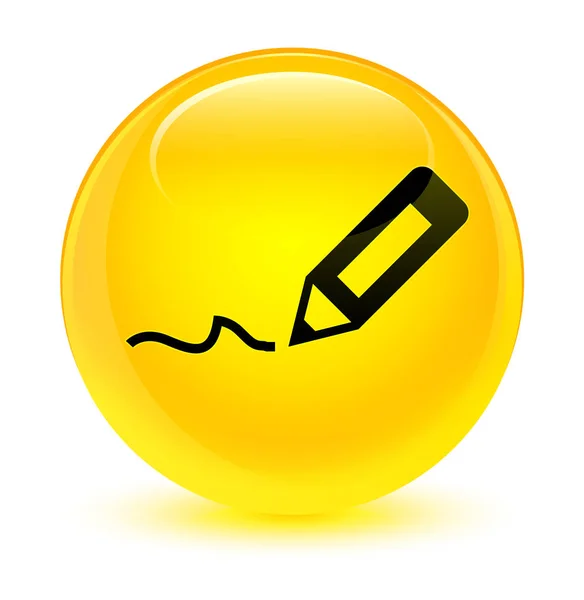 Inscreva-se ícone amarelo vítreo botão redondo — Fotografia de Stock