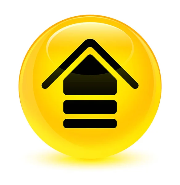 Ladda upp ikonen glasaktig gul rund knapp — Stockfoto