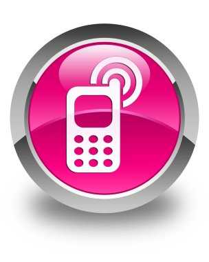 Cep telefonu zil simgesini parlak pembe yuvarlak düğmesi