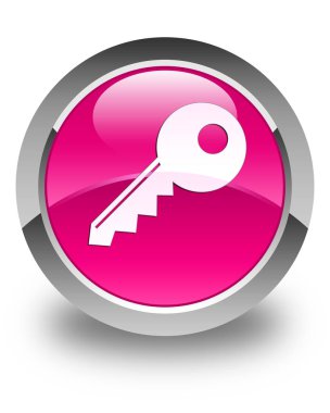 Anahtar simgesi parlak pembe yuvarlak düğmesi