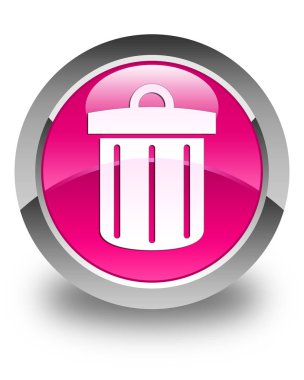 Geri dönüşüm kutusu simgesi parlak pembe yuvarlak düğme