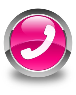 Telefon simgesi parlak pembe yuvarlak düğme