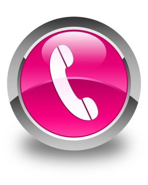 Telefon simgesi parlak pembe yuvarlak düğme