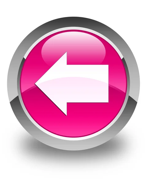 Πίσω βέλος εικονίδιο γυαλιστερό ροζ στρογγυλό κουμπί — Φωτογραφία Αρχείου