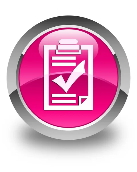 Checklista ikonen glansigt rosa runda knappen — Stockfoto