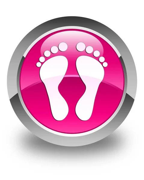 Voetafdruk pictogram glanzende roze ronde knop — Stockfoto