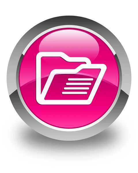 Folder icon glossy pink round button — Stock Photo, Image