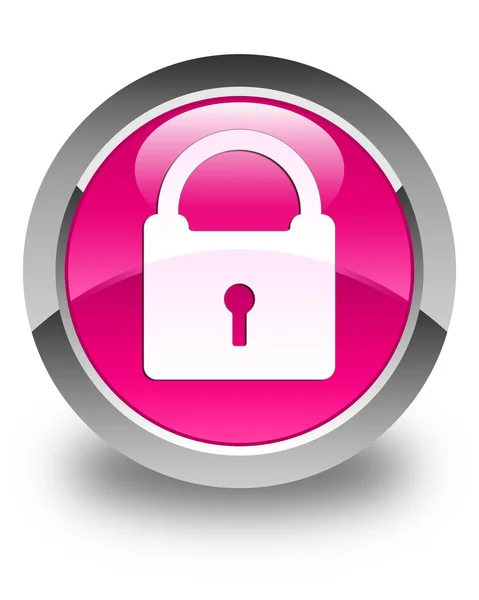 Padlock icon glossy pink round button — Stock Photo, Image