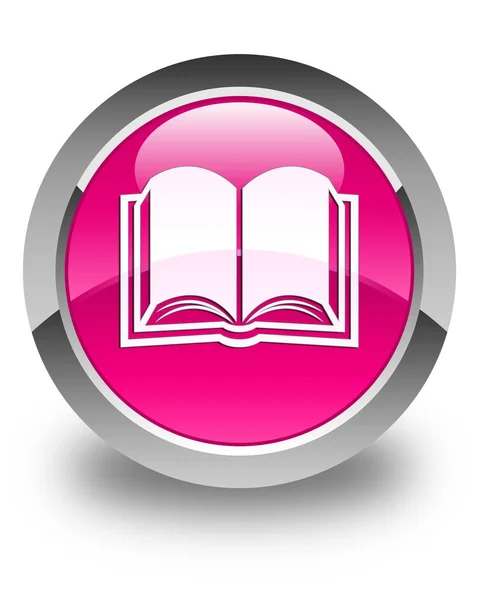 Book icon glossy pink round button — Stock Photo, Image