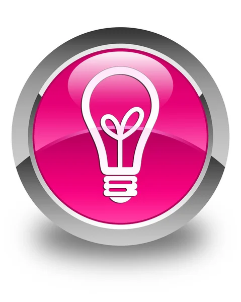 Bulb icon glossy pink round button — Stock Photo, Image