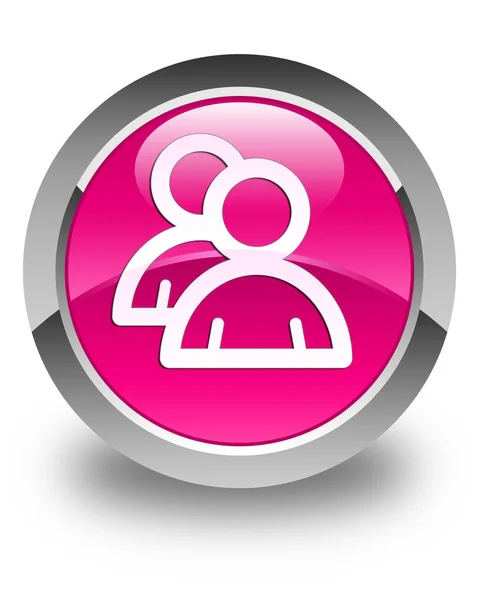 Group icon glossy pink round button — Stock Photo, Image