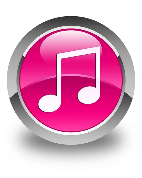 Music icon glossy pink round button — Stock Photo, Image