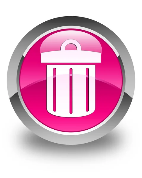 Recycle bin icon glossy pink round button — Stock Photo, Image