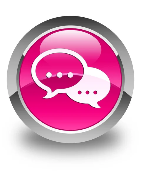 Talk burbuja icono brillante botón redondo rosa —  Fotos de Stock