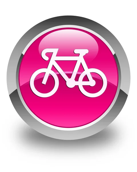 Fahrrad-Ikone glänzend rosa runder Knopf — Stockfoto