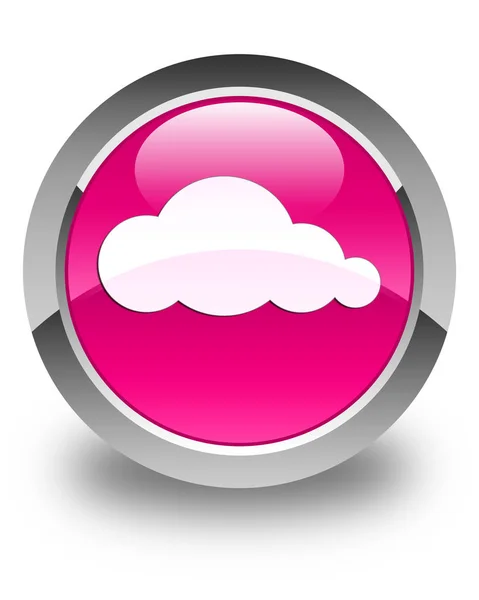 クラウド アイコン光沢のあるピンク色の丸いボタン — ストック写真