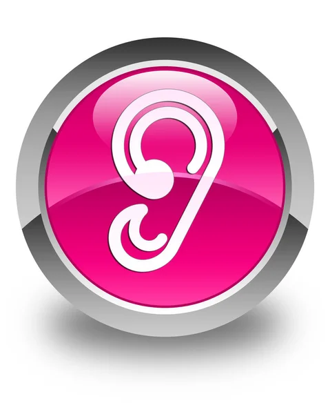 Oído icono brillante botón redondo rosa —  Fotos de Stock