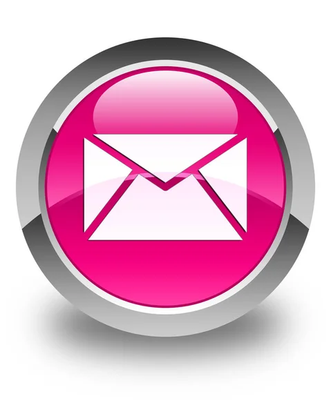 Icono de correo electrónico brillante botón redondo rosa — Foto de Stock