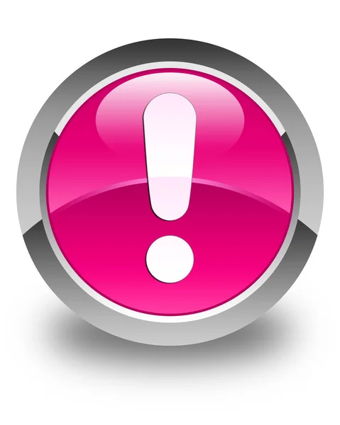 Ícone de ponto de exclamação botão redondo rosa brilhante — Fotografia de Stock