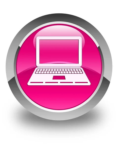 Laptop pictogram glanzende roze ronde knop — Stockfoto