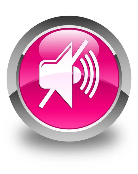 Mute volume icon glossy pink round button — Stock Photo, Image