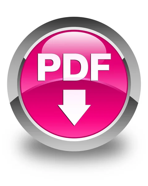 PDF Ladda ner ikonen glansigt rosa runda knappen — Stockfoto