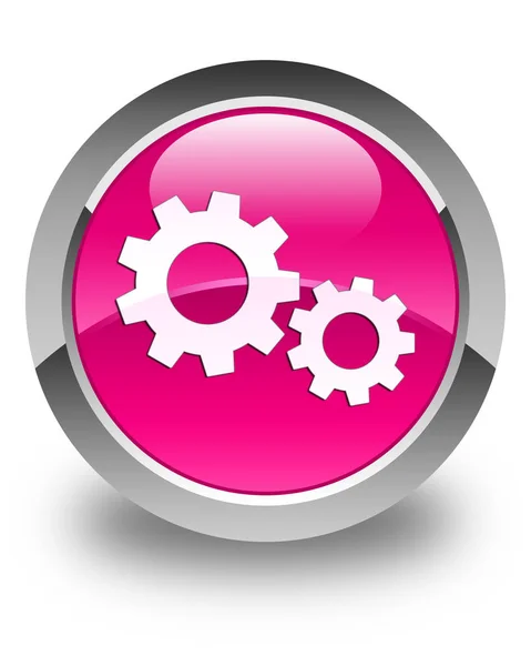 프로세스 아이콘 광택 버튼 라운드 핑크 — 스톡 사진