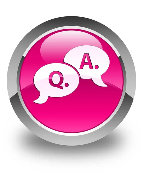 Question answer bubble icon glossy pink round button